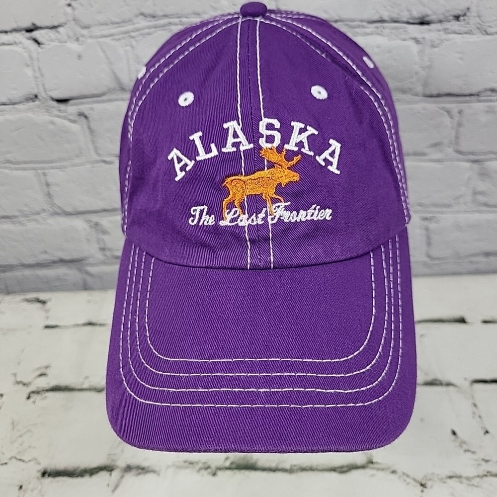 Prairie Mountain Alaska Hat Unisex OSFA Purple Embroidered Moose Strapback Cap